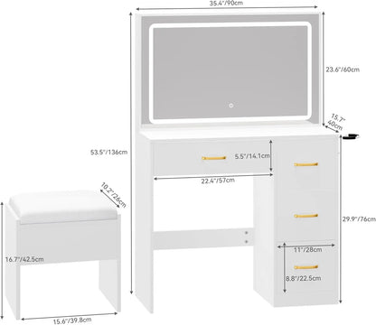 Makeup Vanity Desk with LED Mirror - KozyTrends