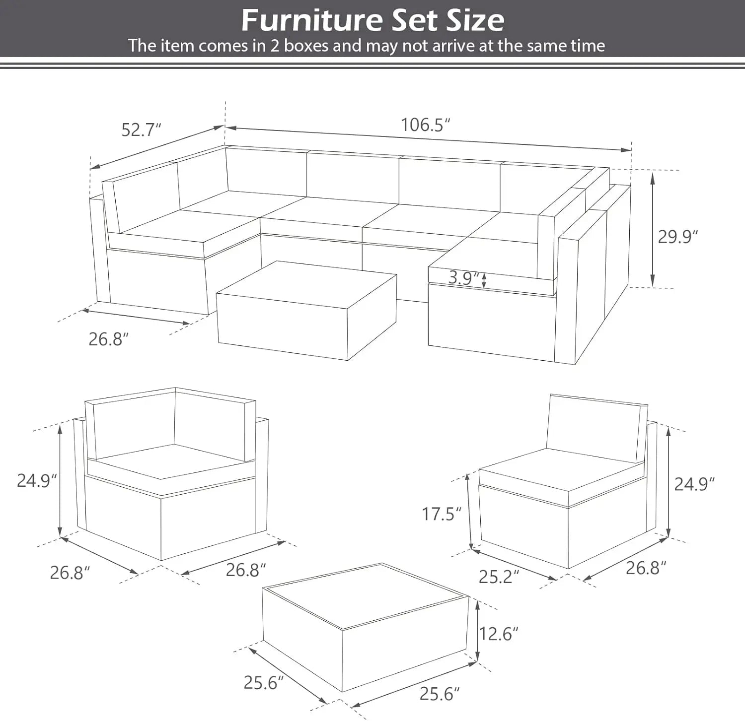 7pcs Outdoor Patio Furniture Set - KozyTrends