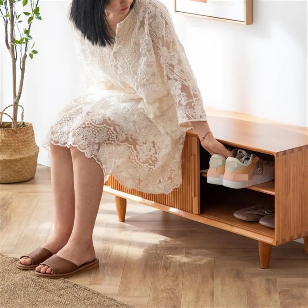 Solid Wood Shoe Storage Bench
