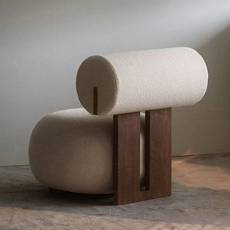 Modern Nordic Velvet Lounge Chair - brown back