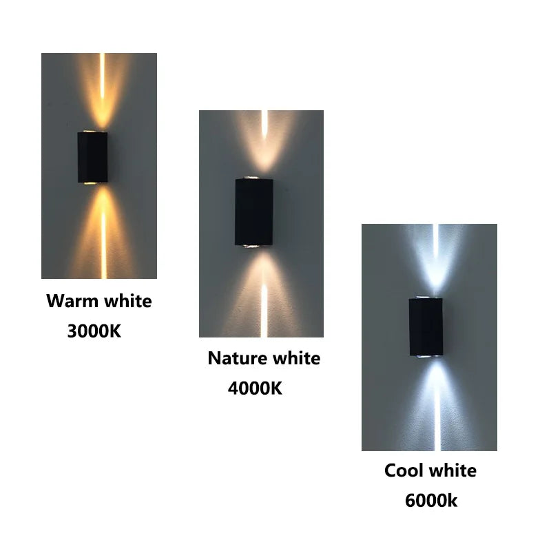 Modern Aluminum Up & Down Outdoor Wall Sconce - emitting color