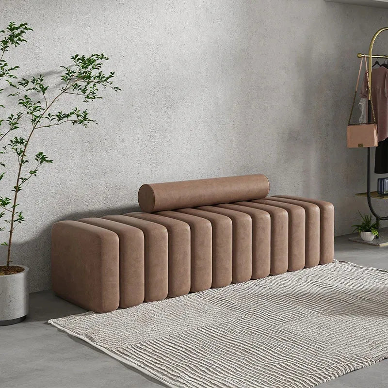 Modern Minimalist Sculptural Ottoman - Brown