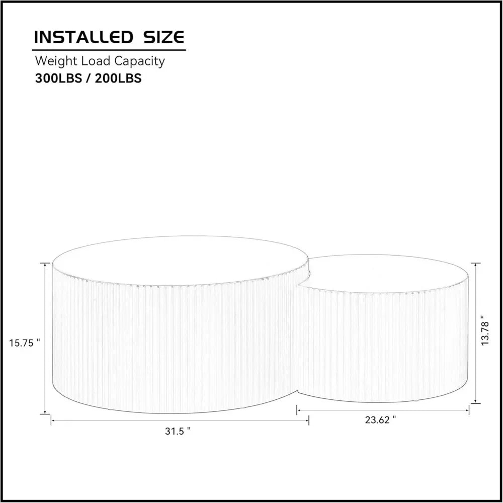 Modern Round Nesting Coffee Table Set - dimensions