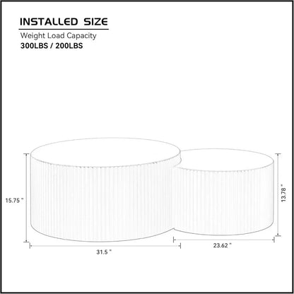 Modern Round Nesting Coffee Table Set - dimensions
