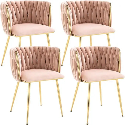 Modern Velvet Tufted Dining Chairs - pink set of 4