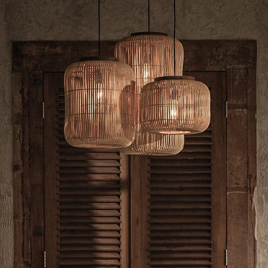 Handwoven Wabi-Sabi Rattan Pendant Light