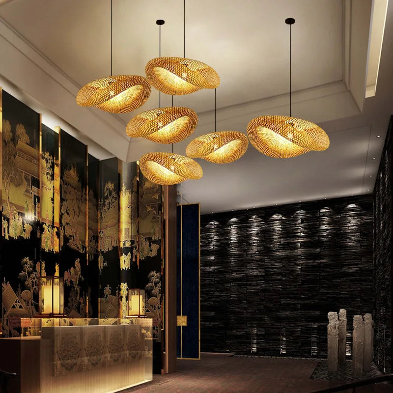 Handwoven Bamboo Pendant Light - entrance