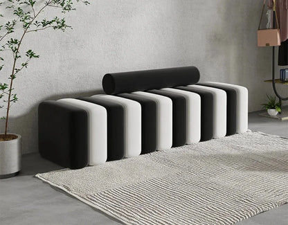 Modern Minimalist Sculptural Ottoman - black & white