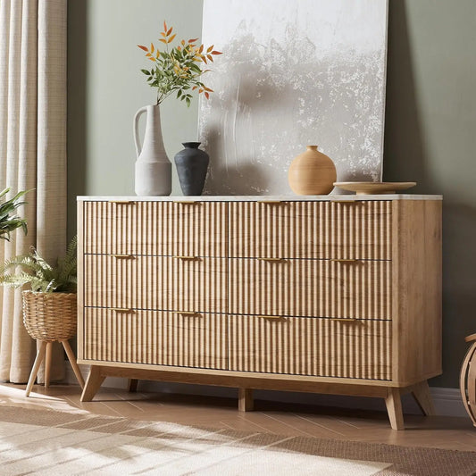 Modern Fluted 6-Drawer Dresser