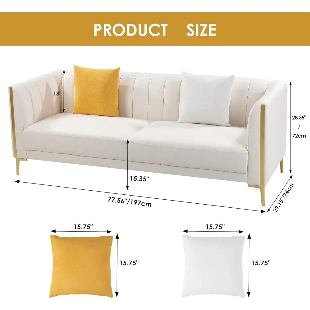6.5' Modern Faux Leather Sofa- measurements