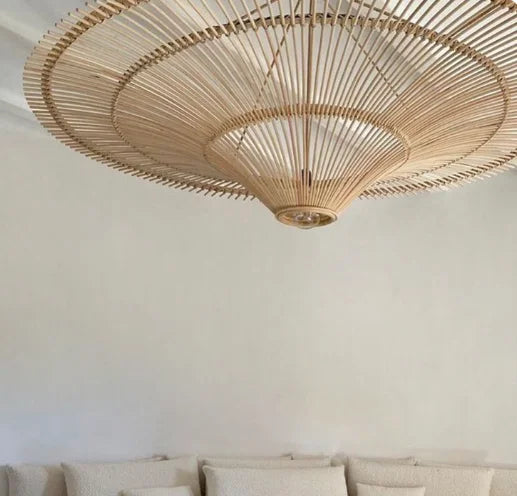 Large Wicker Rattan Pendant Lamp