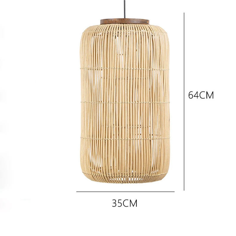 Handwoven Wabi-Sabi Rattan Pendant Light - dimensions
