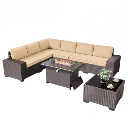 8pcs Wicker Sectional Patio Furniture Set - KozyTrends