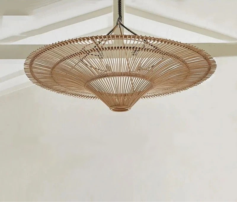 Large Wicker Rattan Pendant Lamp