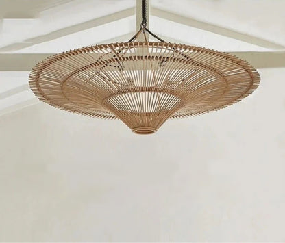 Large Wicker Rattan Pendant Lamp