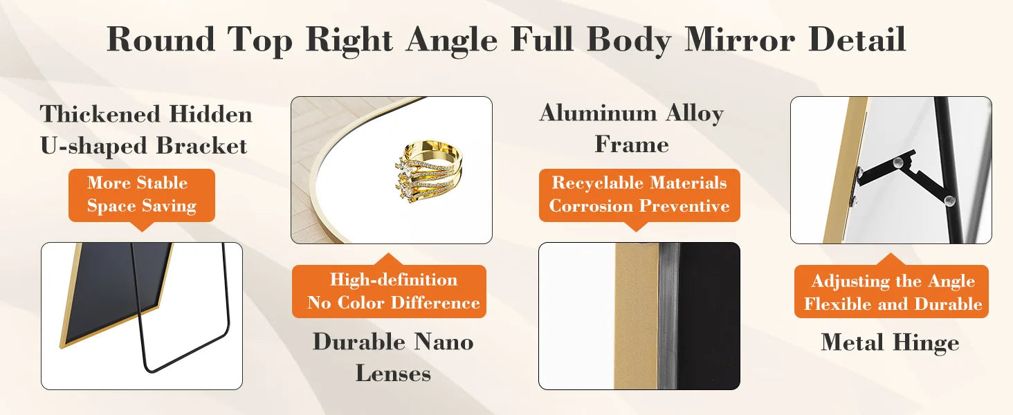 JHK Full Body Floor Mirror 59"x16" - KozyTrends
