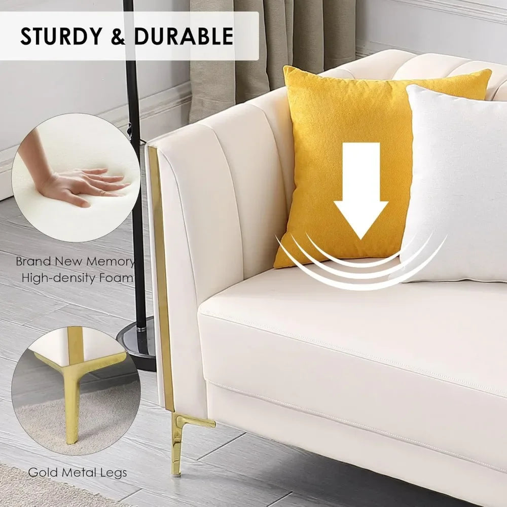 6.5' Modern Faux Leather Sofa - details