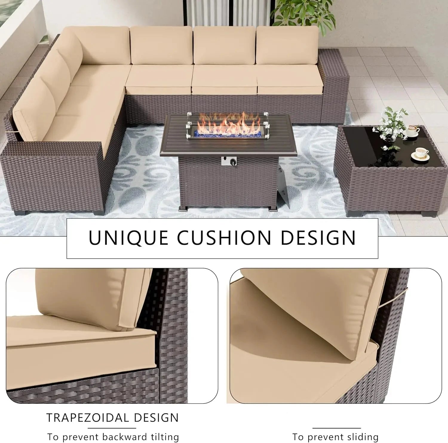 8pcs Wicker Sectional Patio Furniture Set - KozyTrends