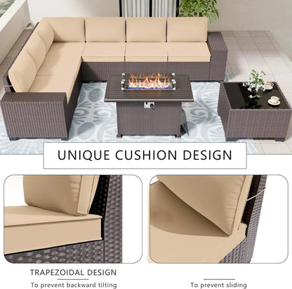 8pcs Wicker Sectional Patio Furniture Set - KozyTrends