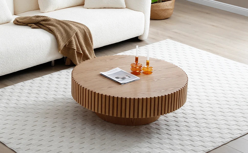 31.5” Modern Round Coffee Table - oak