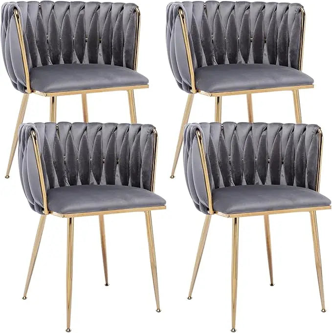 Modern Velvet Tufted Dining Chairs - gray set of 4