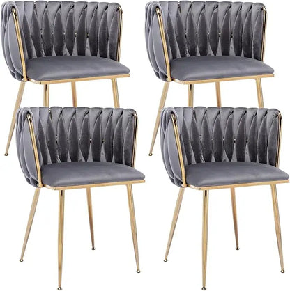 Modern Velvet Tufted Dining Chairs - gray set of 4