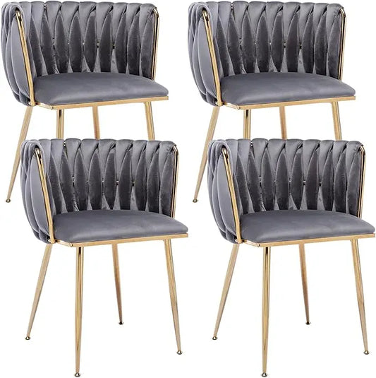 Modern Velvet Tufted Dining Chairs - gray set of 4
