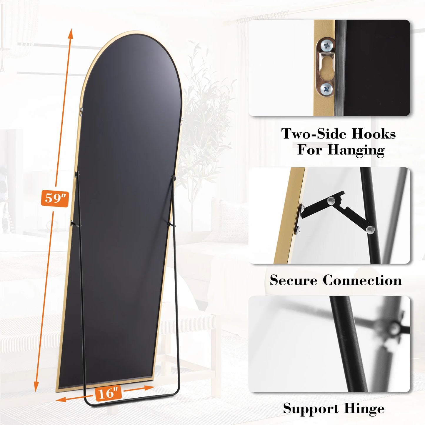 JHK Full Body Floor Mirror 59"x16" - KozyTrends