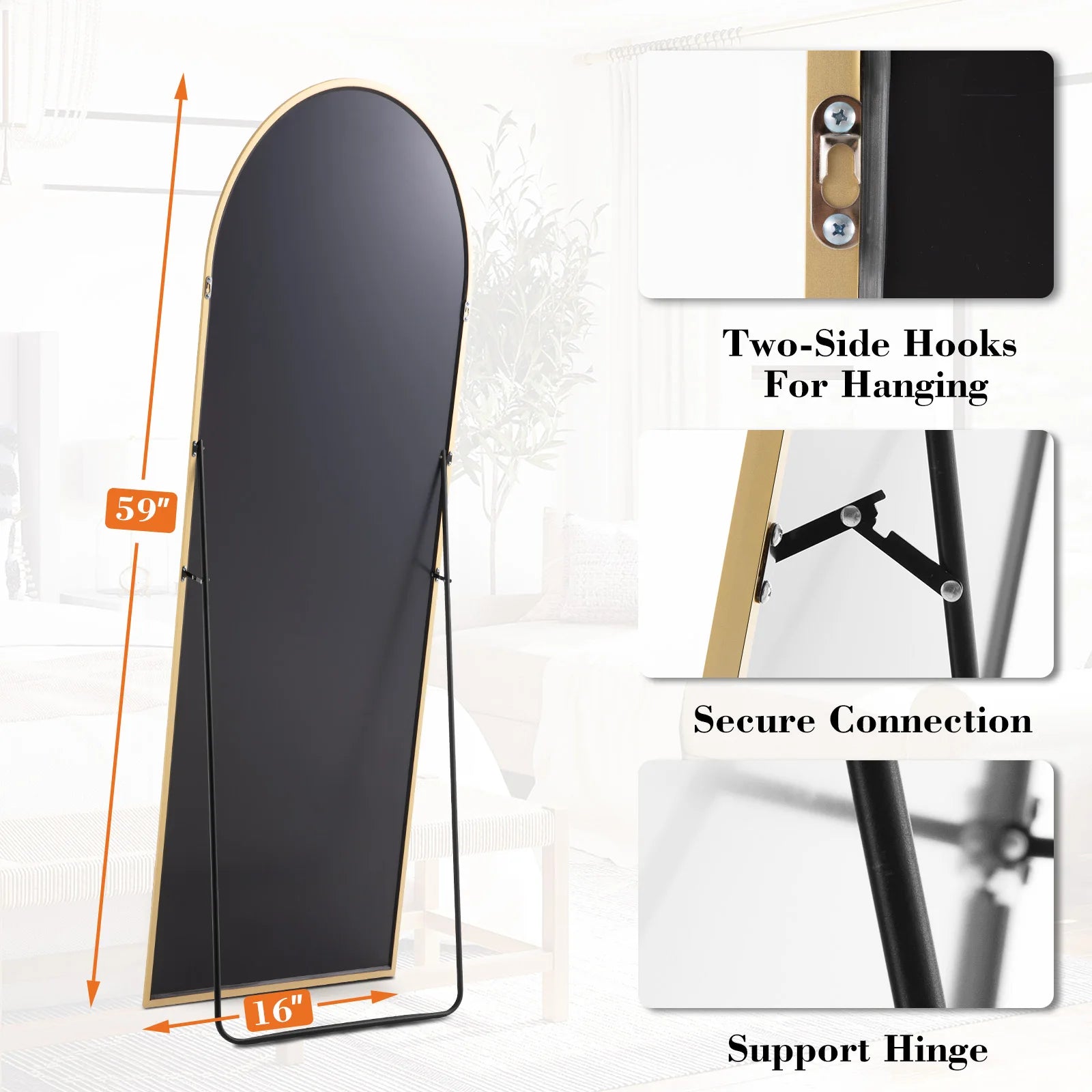 JHK Full Body Floor Mirror 59"x16" - KozyTrends