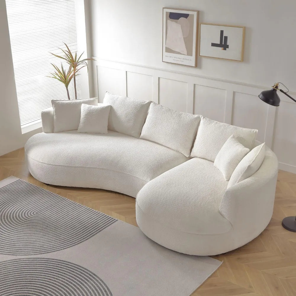 Modern Curved Boucle Sectional Sofa- L shape