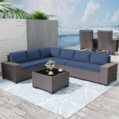 8pcs Wicker Sectional Patio Furniture Set - KozyTrends