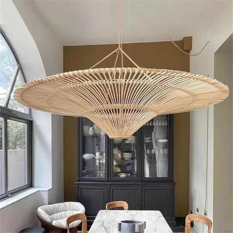Large Wicker Rattan Pendant Lamp