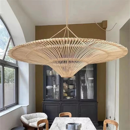 Large Wicker Rattan Pendant Lamp