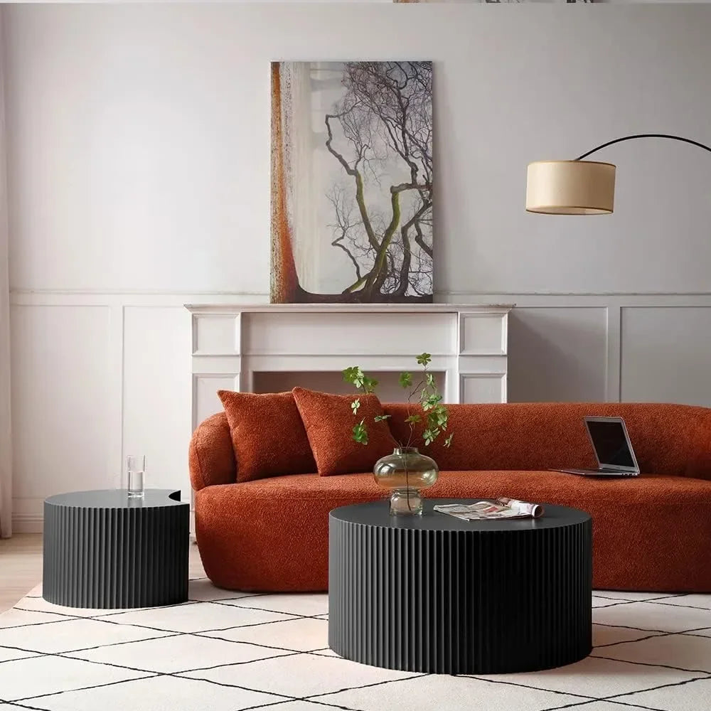 Modern Round Nesting Coffee Table Set - separated photo