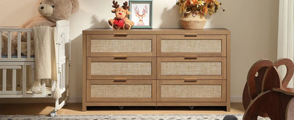 Boho Rattan 6-Drawer Dresser - child bedroom