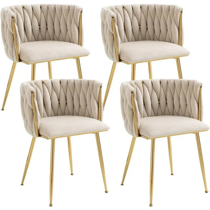 Modern Velvet Tufted Dining Chairs- beige set of 4