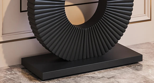 Modern Geometric Console Table – 40” Black Wood Entryway & Sofa Table - base