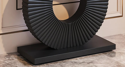 Modern Geometric Console Table – 40” Black Wood Entryway & Sofa Table - base