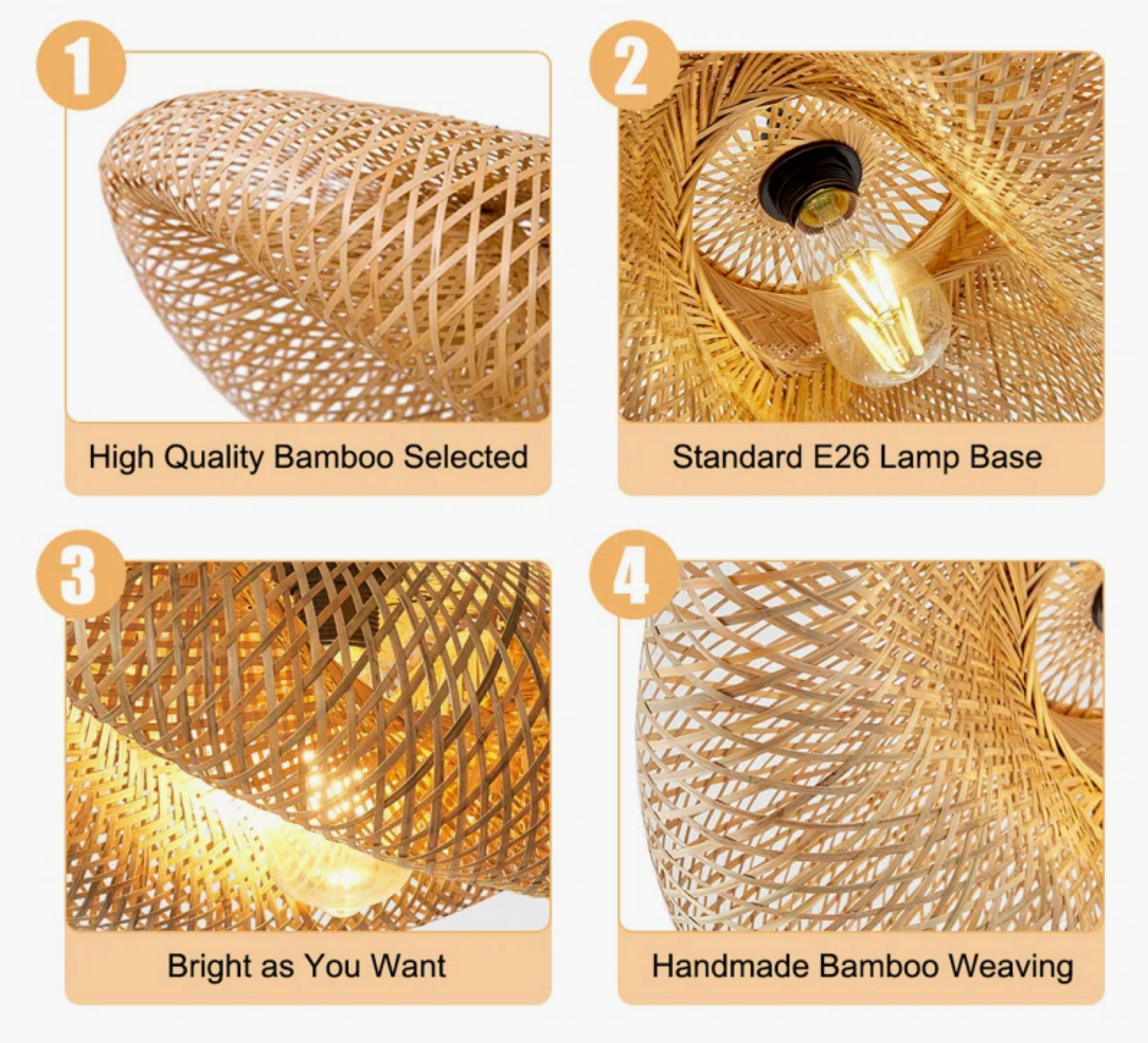 Handwoven Bamboo Pendant Light - details