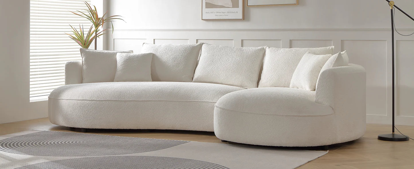 Modern Curved Boucle Sectional Sofa
