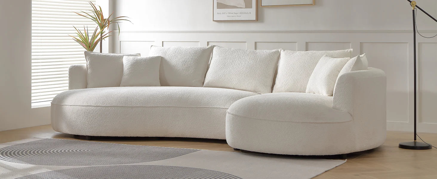 Modern Curved Boucle Sectional Sofa