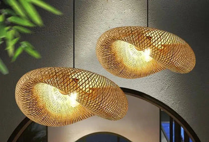 Handwoven Bamboo Pendant Light - 2