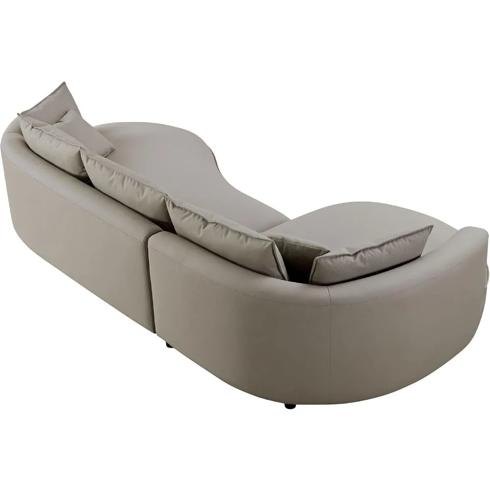Modern Curved Boucle Sectional Sofa - grey back view