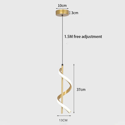 Modern Spiral LED Pendant Light - gold