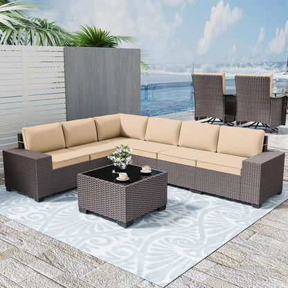8pcs Wicker Sectional Patio Furniture Set - KozyTrends
