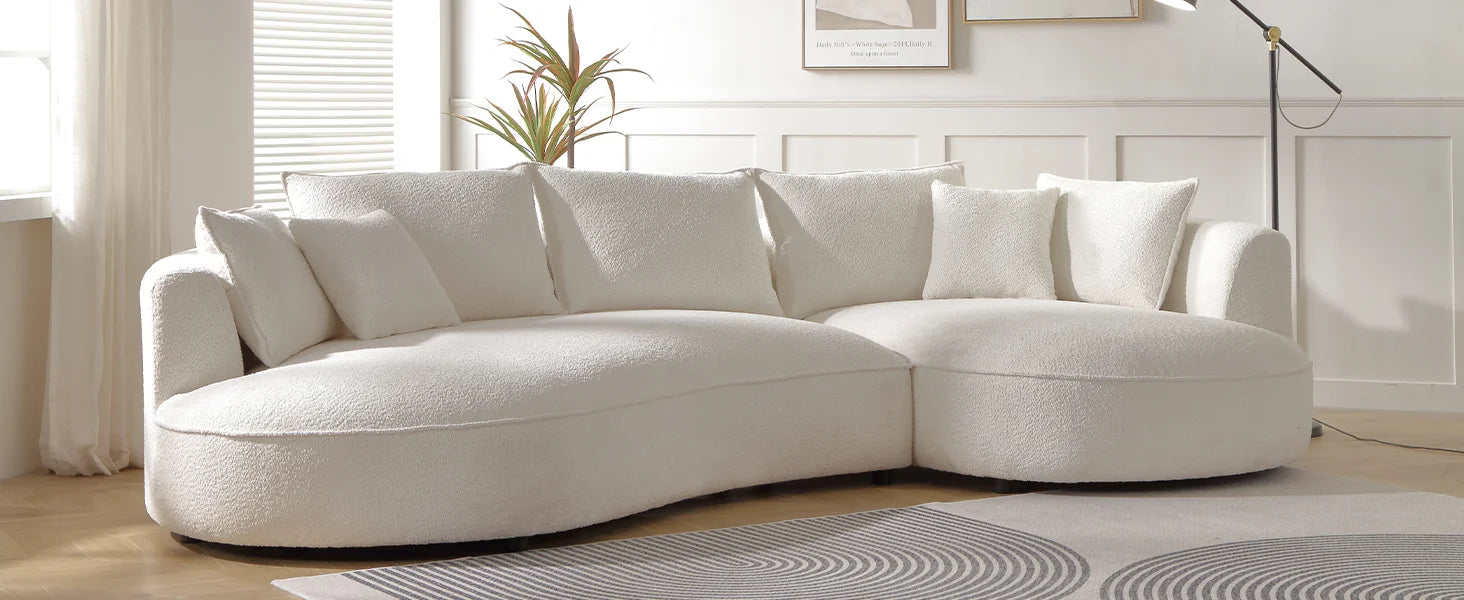 Modern Curved Boucle Sectional Sofa