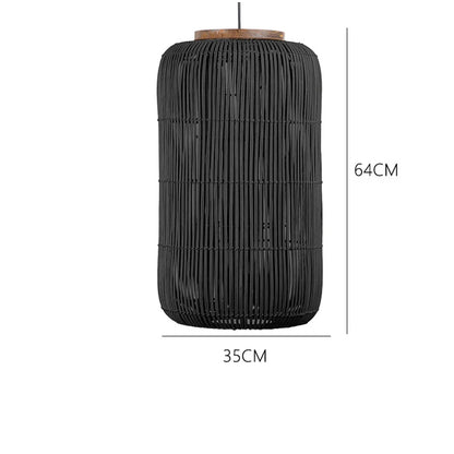 Handwoven Wabi-Sabi Rattan Pendant Light - black dimensions
