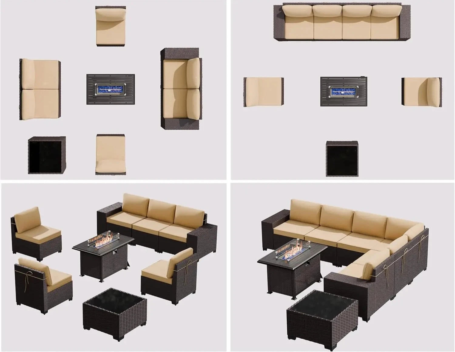 8pcs Wicker Sectional Patio Furniture Set - KozyTrends