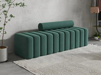 Modern Minimalist Sculptural Ottoman - green bench