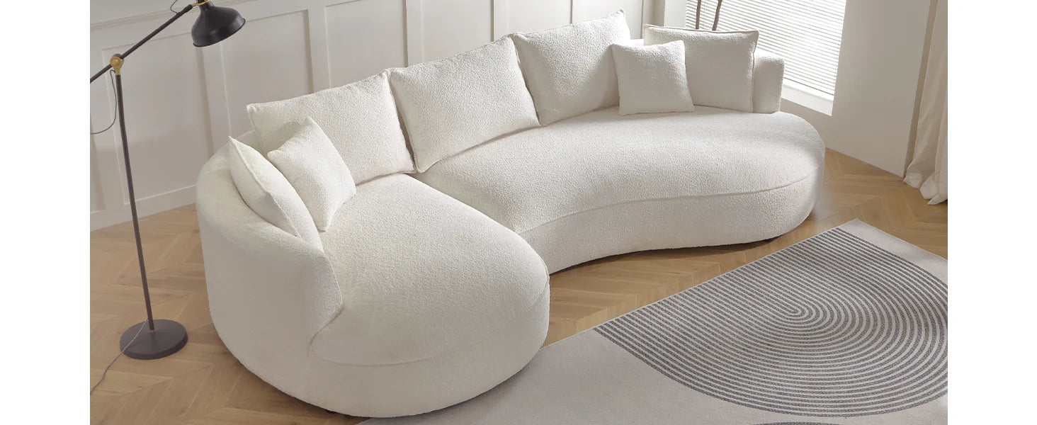 Modern Curved Boucle Sectional Sofa